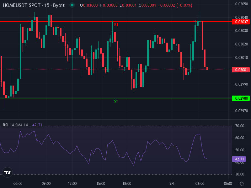 HOME/USDT Price Chart Showing Recent Volatility and Key Support Resistance Levels